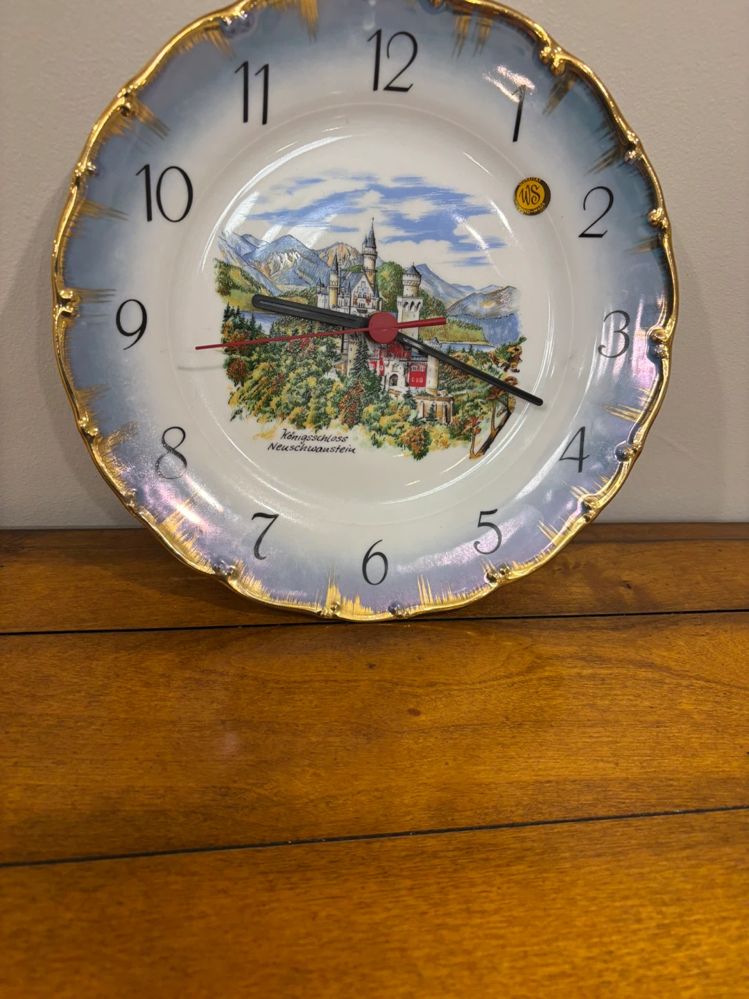 Decorative Plate Wall Clock with Castle Scene