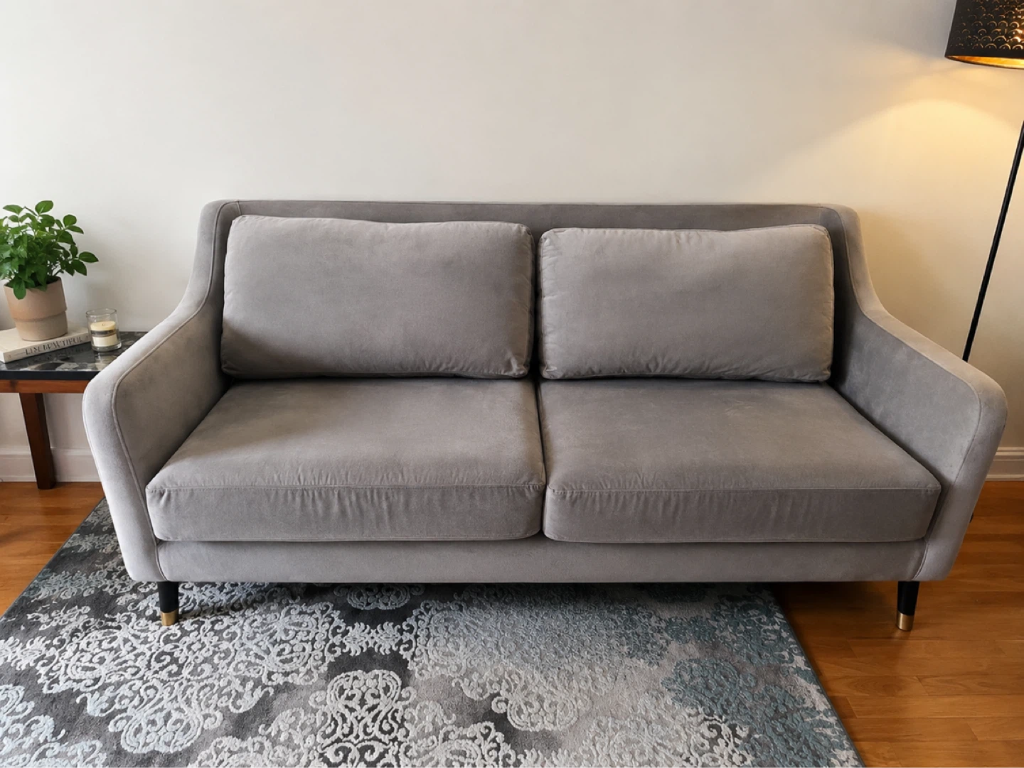 Structube Grey velvet Sofa - photo 2
