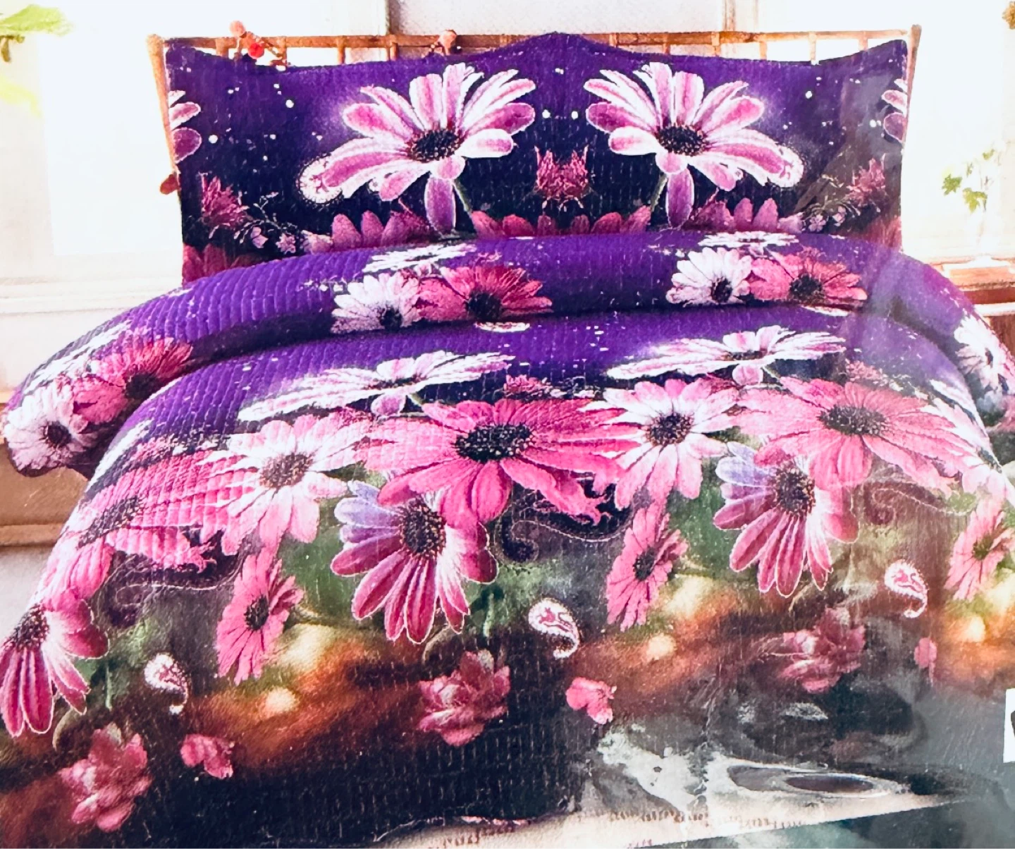 King Size Floral Comforter Set with Pillow Shams - photo 5