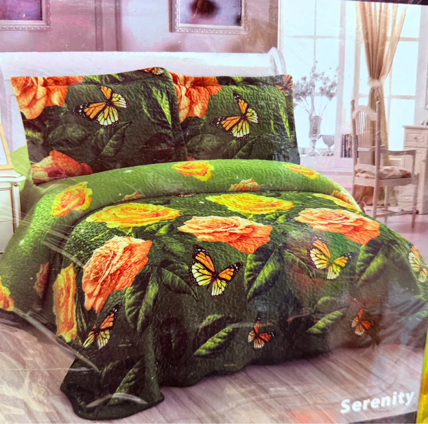 King Size Floral Comforter Set with Pillow Shams
