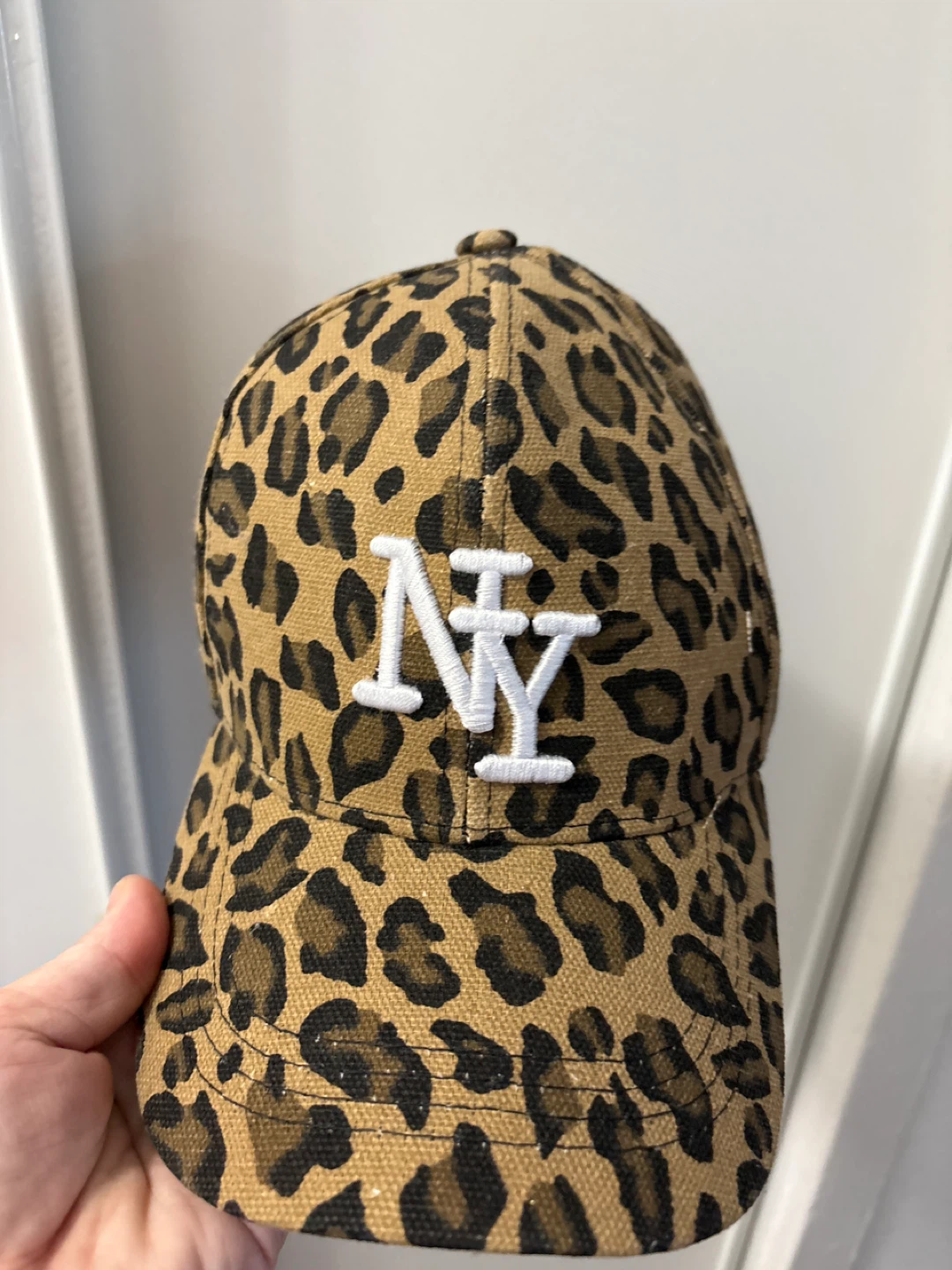 Leopard Print Baseball Cap with "NY" Embroidery