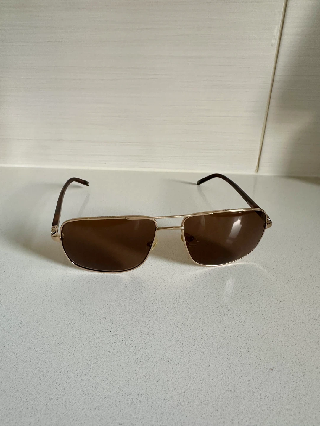Montblanc Squared Sunglasses with Gold-Coloured Metal Frame
