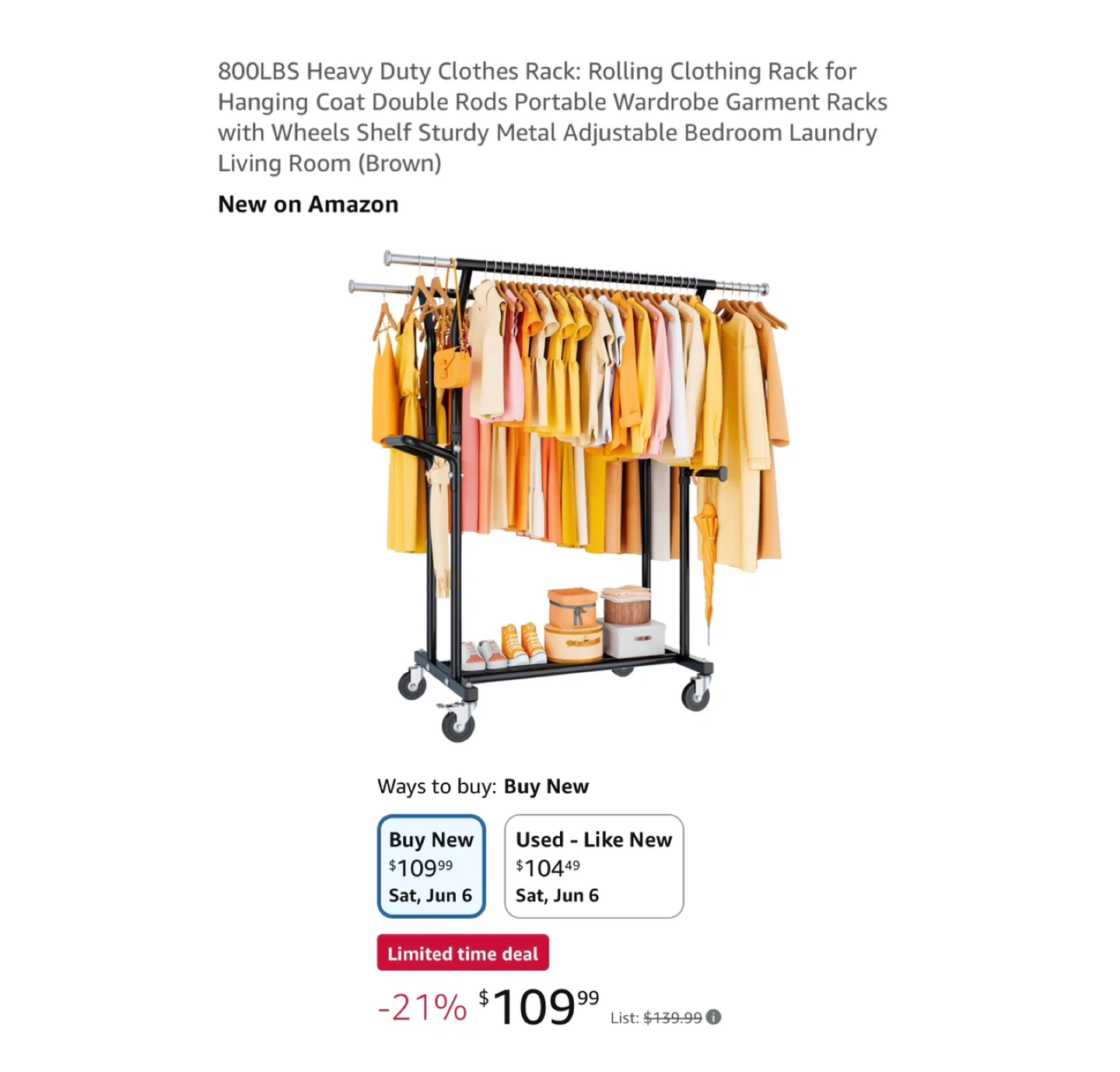 Brand new 800LBS Heavy Duty Clothes Rack