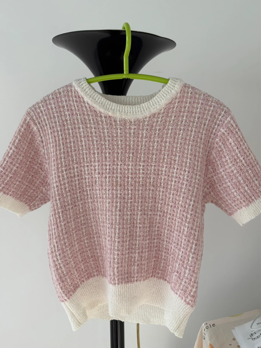 Pink and White Knit Top