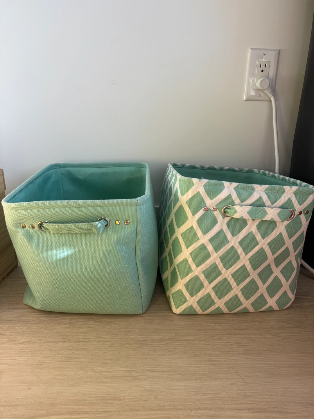 Set of 2 Mint Green Storage Bins