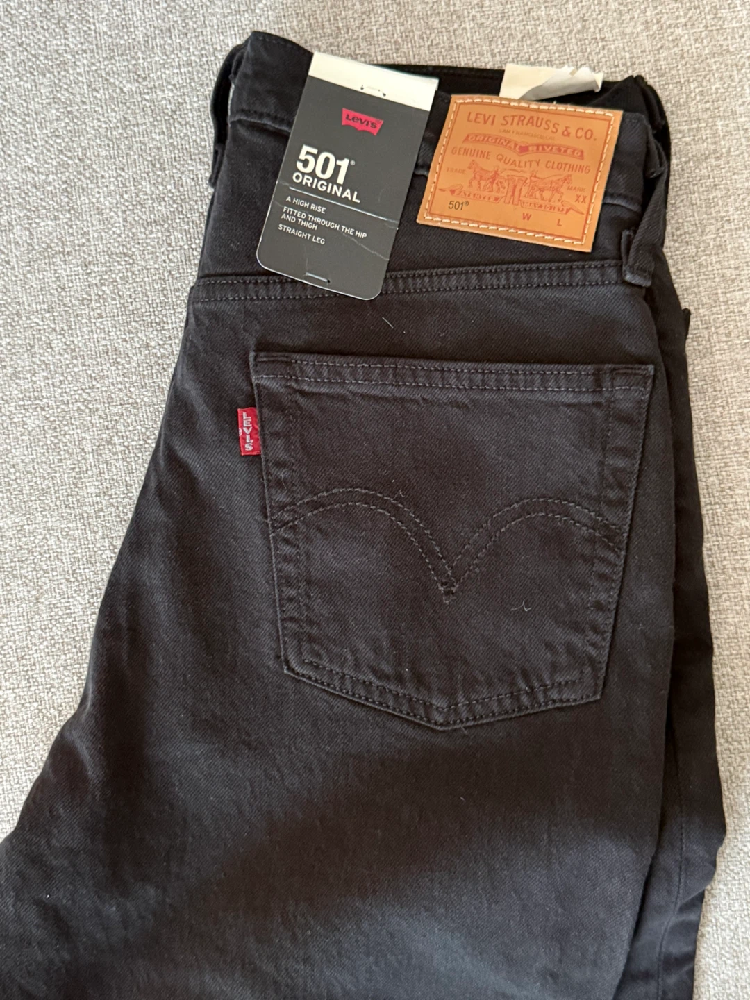 Levi's 501 Original High Rise Black Straight Leg Jeans W26