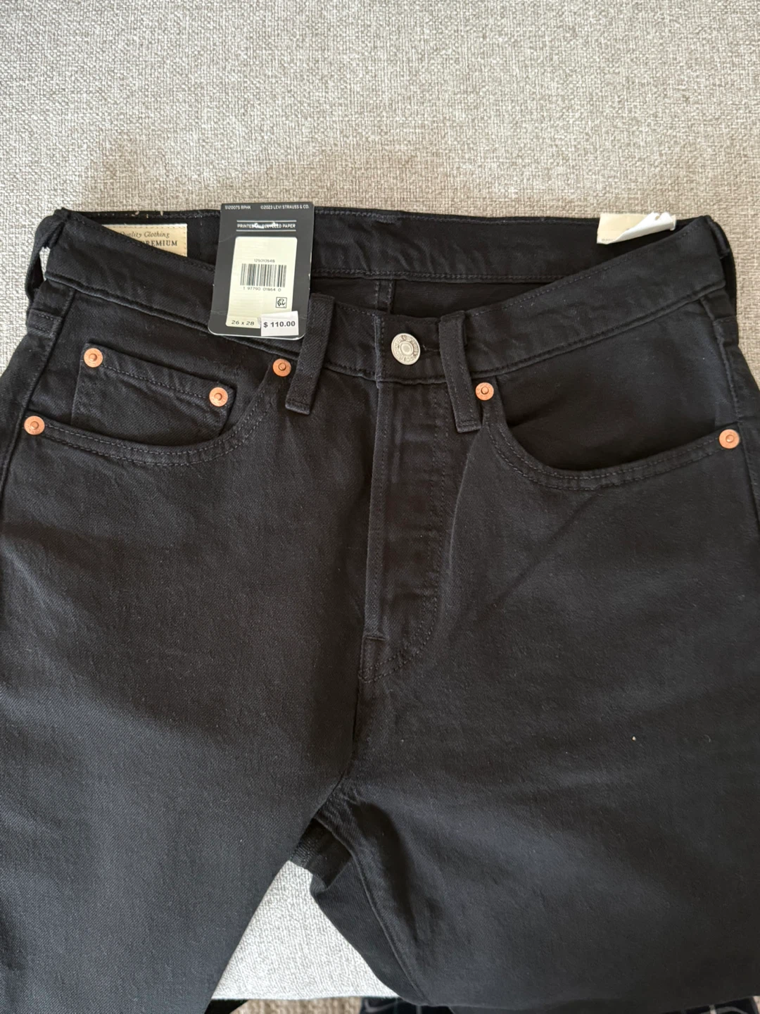 Levi's 501 Original High Rise Black Straight Leg Jeans W26 - photo 3
