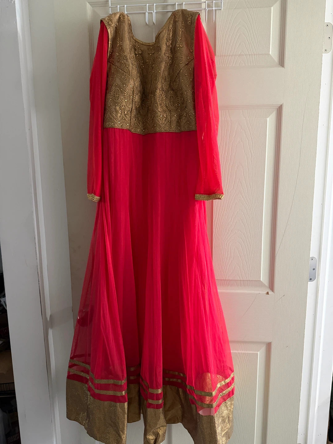 Pink and Gold Anarkali Dress