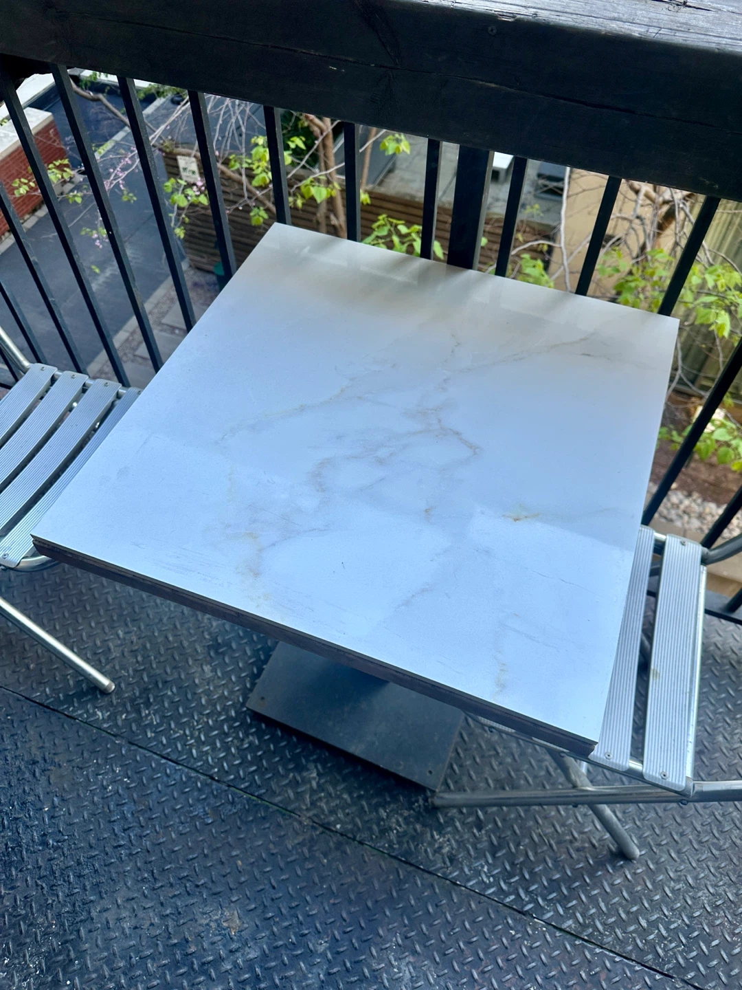CARRARA MARBLE OUTDOOR BISTRO CAFE TABLE VINTAGE PATIO FURNITURE - photo 5