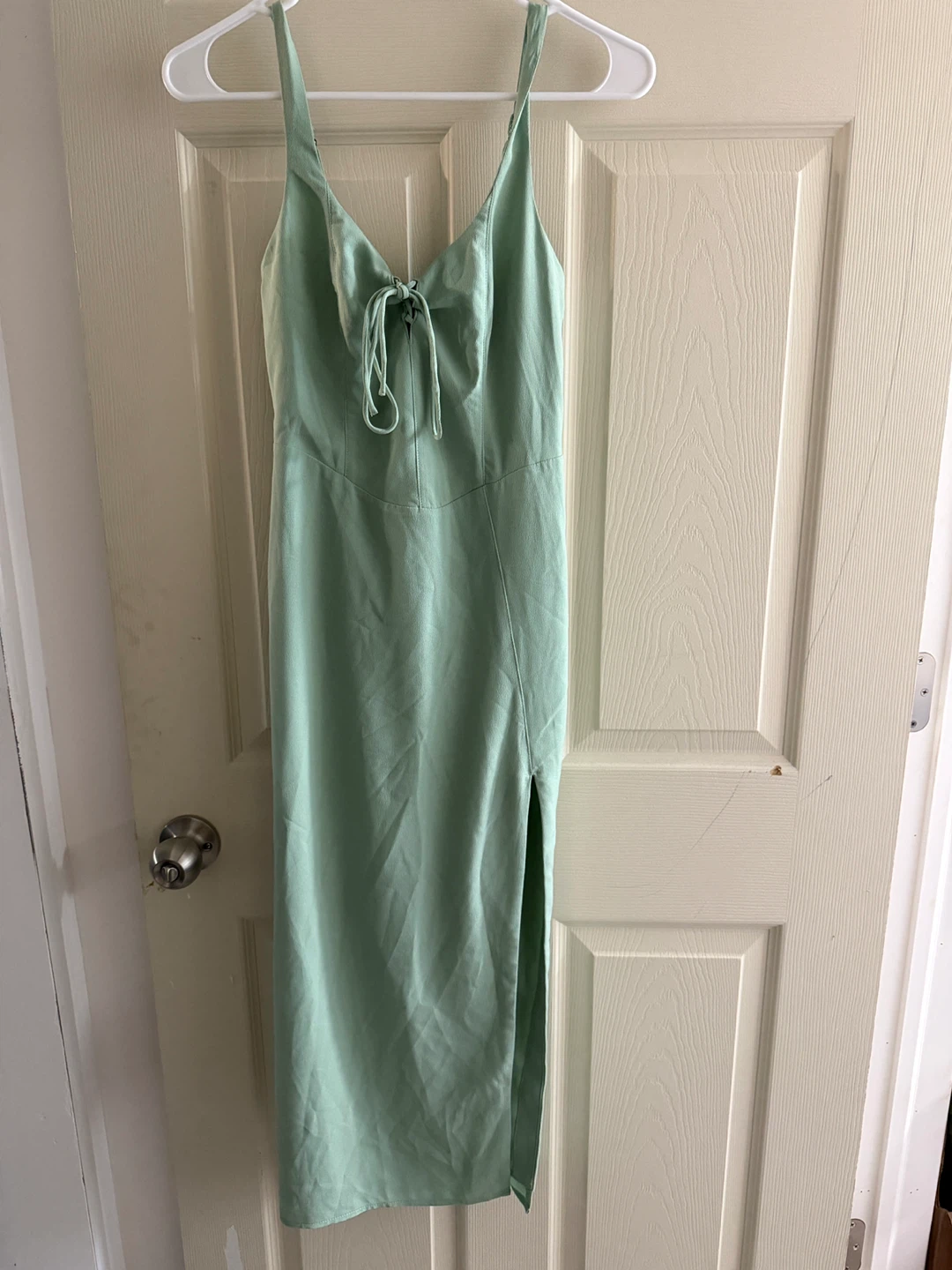 Mint Green Midi Dress with Side Slit
