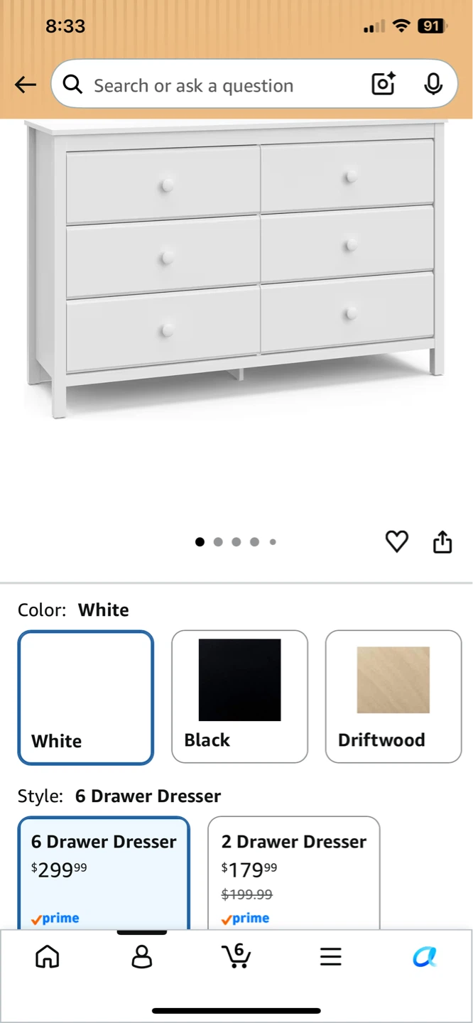 Storkcraft Alpine 6-Drawer Dresser (White) - photo 2