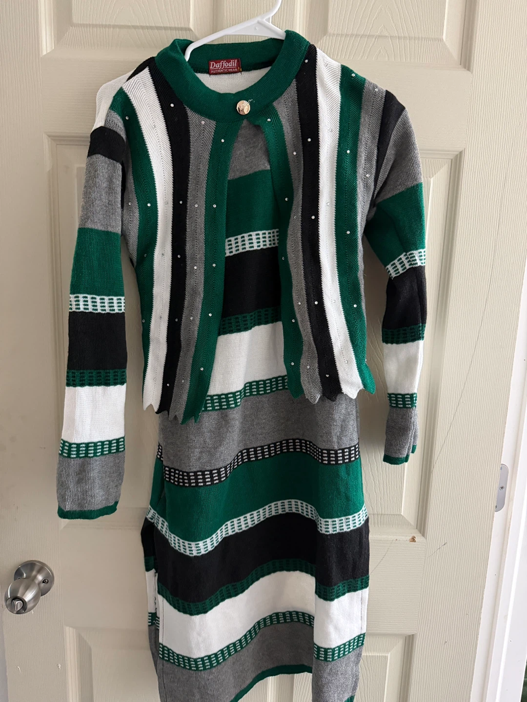 Daffodil Striped Sweater Dress with Cardigan