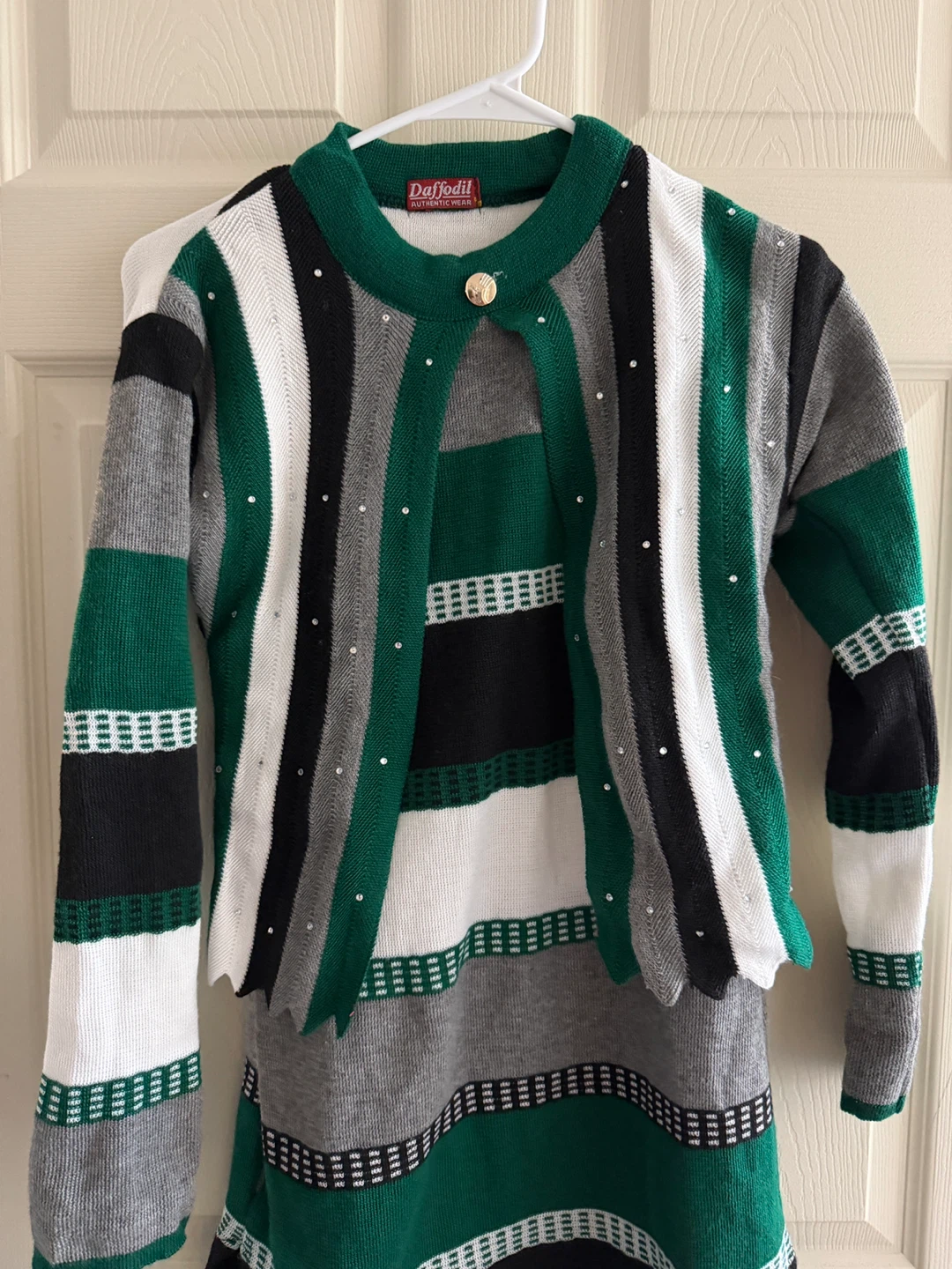 Daffodil Striped Sweater Dress with Cardigan - photo 2