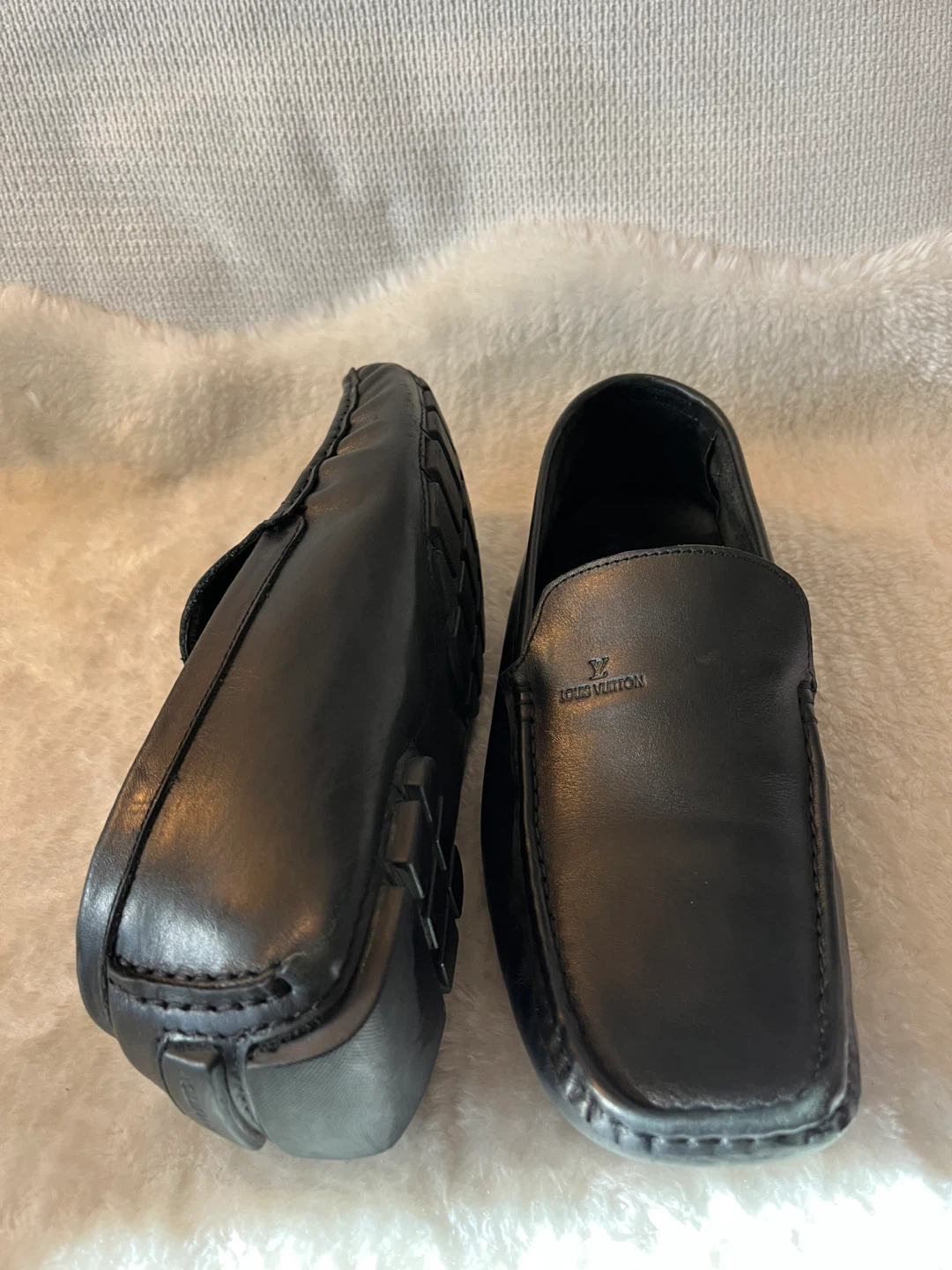 Louis Vuitton Black Leather Driving Loafers