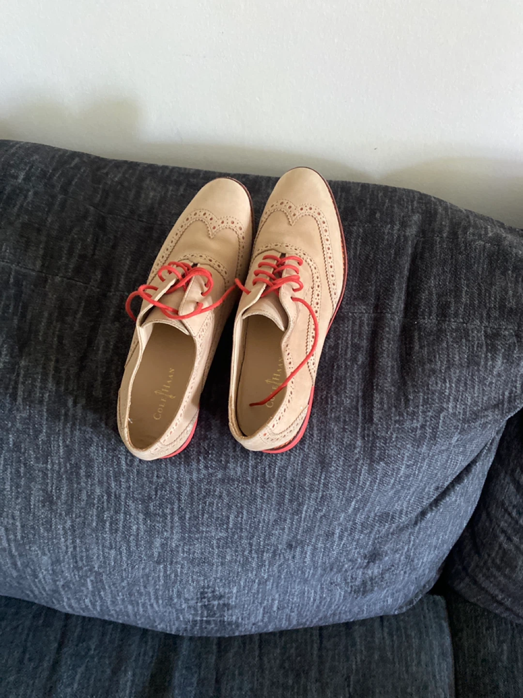 Cole Haan Wingtip Brogues - Tan Suede, Red Laces & Soles - photo 5