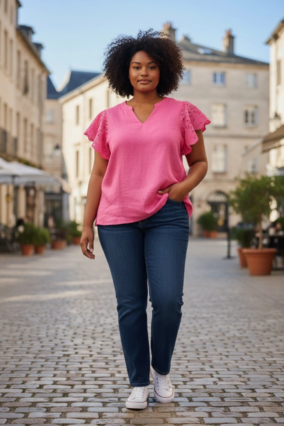 Charter Club Linen Eyelet Flutter Sleeve Top