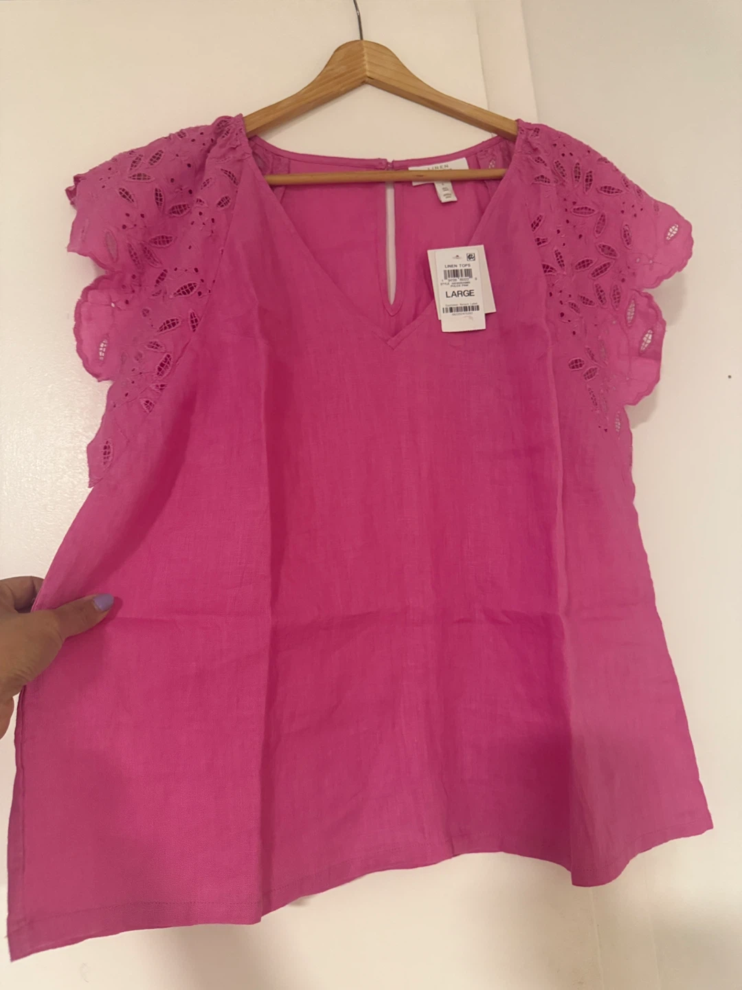 Charter Club Linen Eyelet Flutter Sleeve Top - photo 2