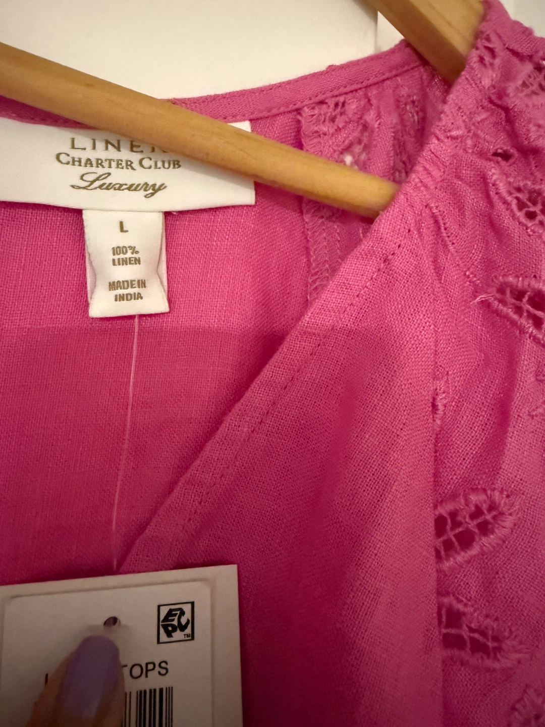 Charter Club Linen Eyelet Flutter Sleeve Top - photo 3