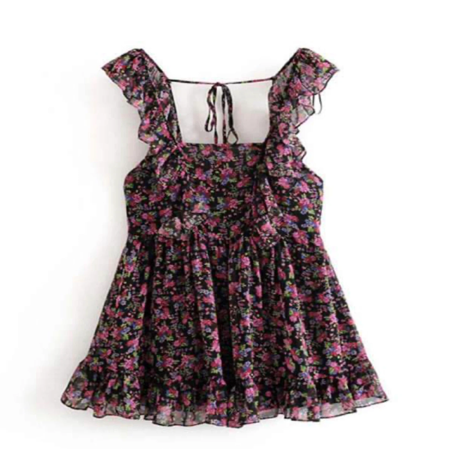 Zara W Floral Ruffle Mini Dress - Open Back - photo 3