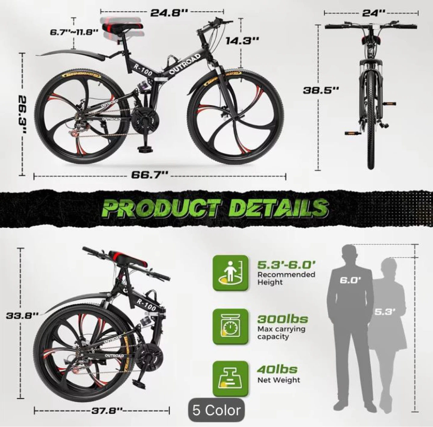 26” Foldable Adult Mountain Bike – Brand New – $210 - photo 2