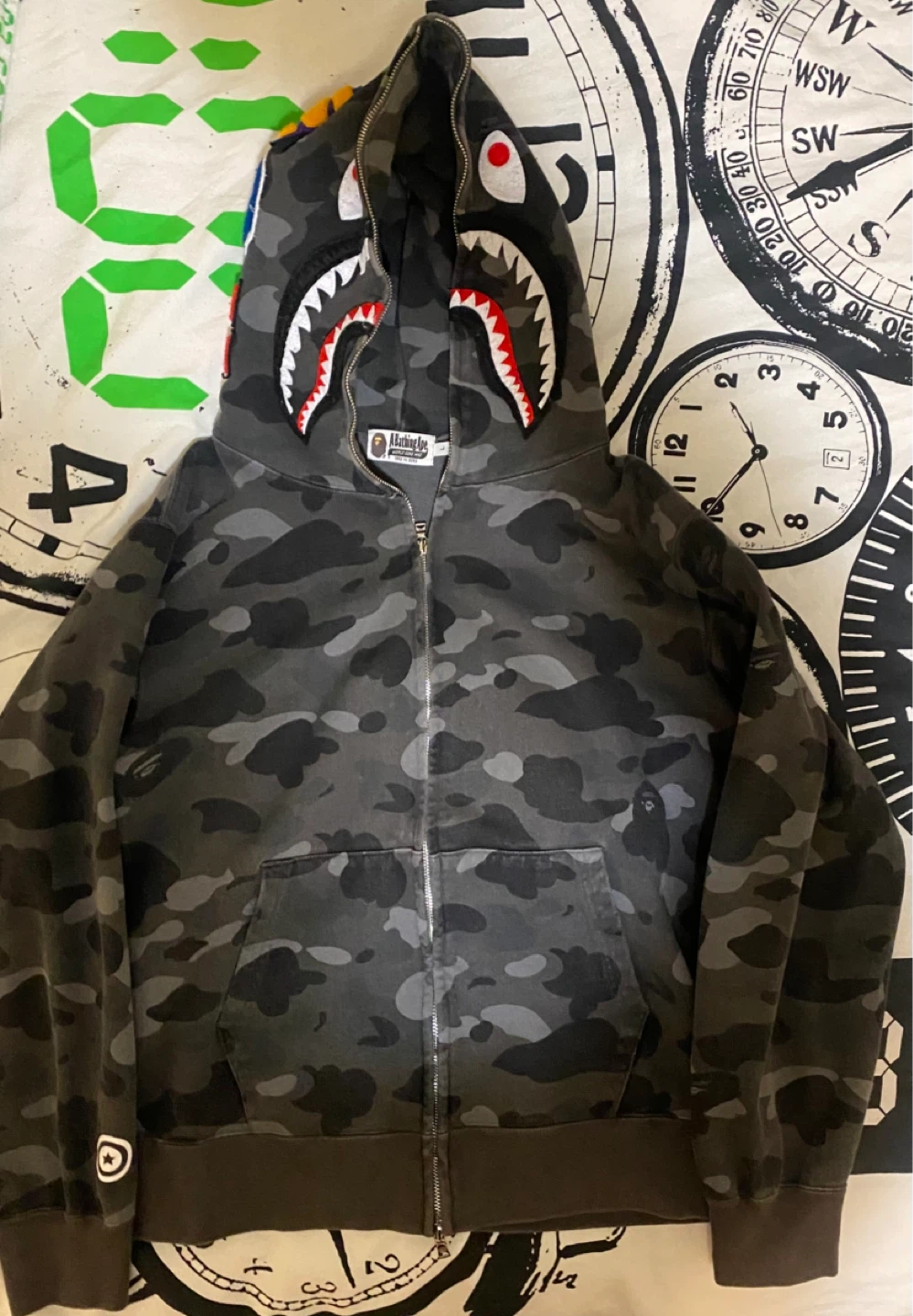 Dark Grey Camo Bape Hoodie