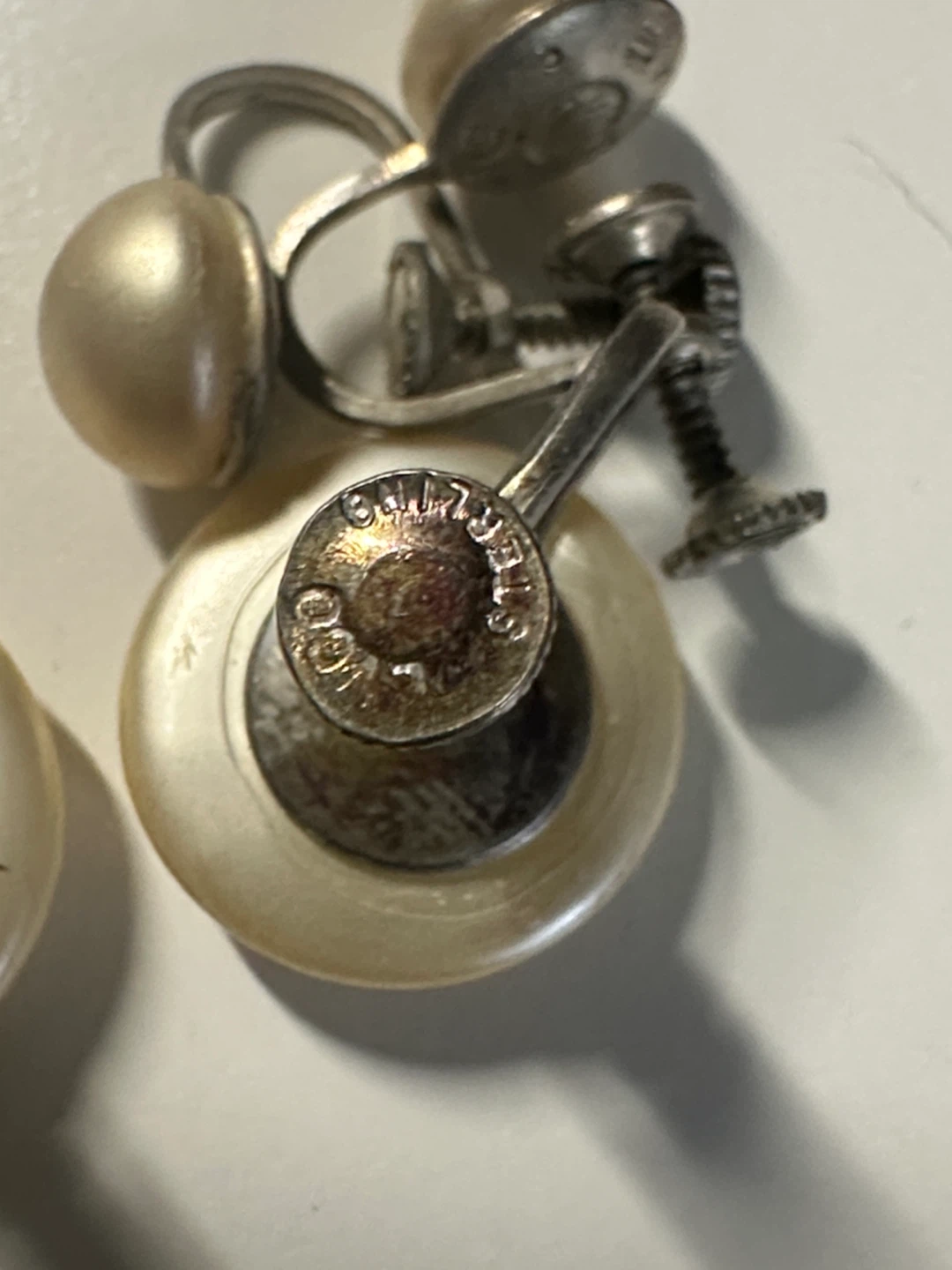 2 sets Pearl Screw-Back sterling silver Earrings - photo 3
