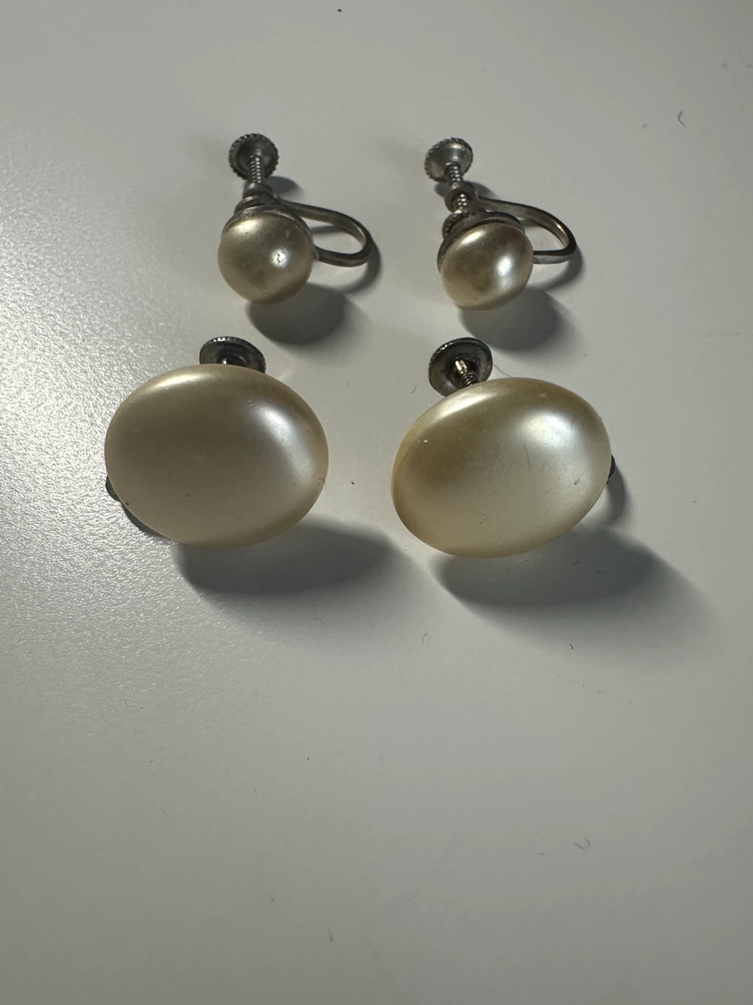 2 sets Pearl Screw-Back sterling silver Earrings