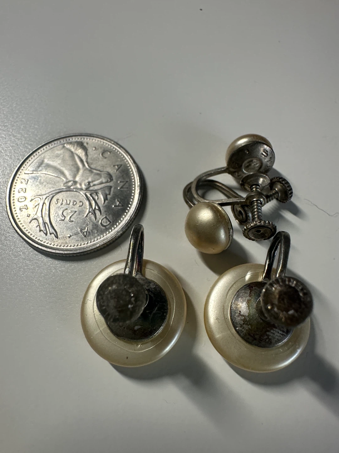 2 sets Pearl Screw-Back sterling silver Earrings - photo 2