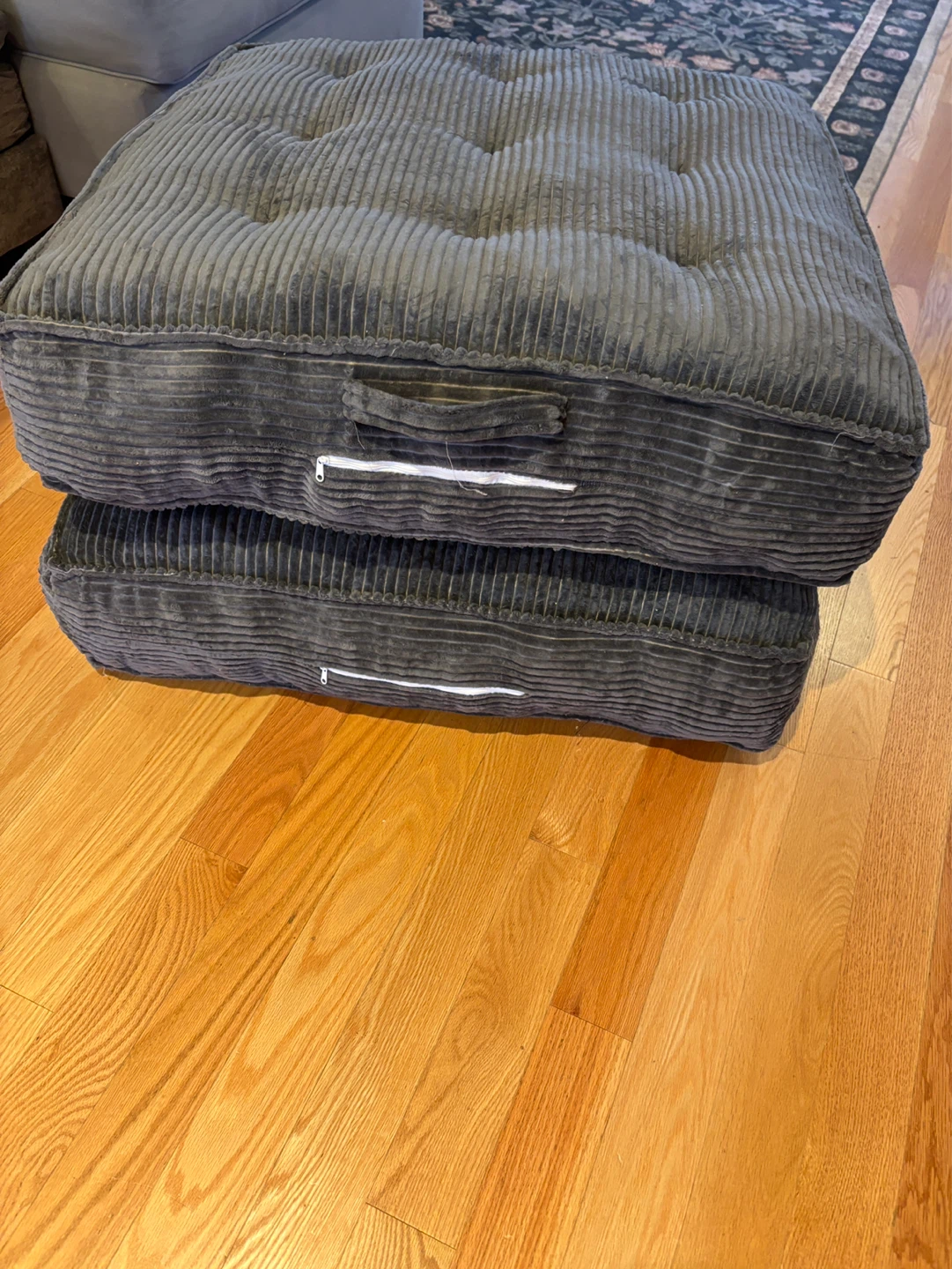 Grey Corduroy Ottoman/Footstool - photo 2