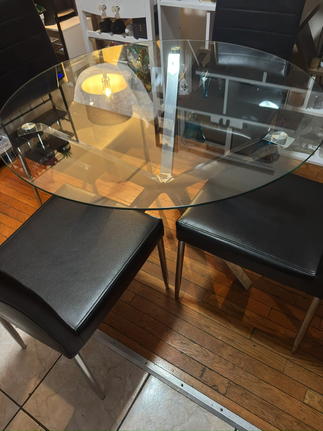 Glass Dining Table with Chrome Base - photo 3