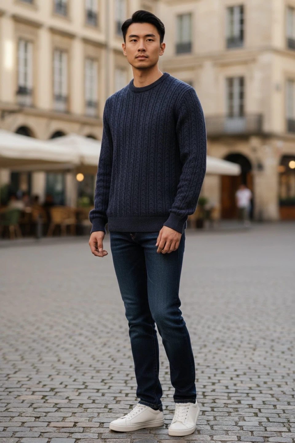 Zara Navy Cable Knit Sweater