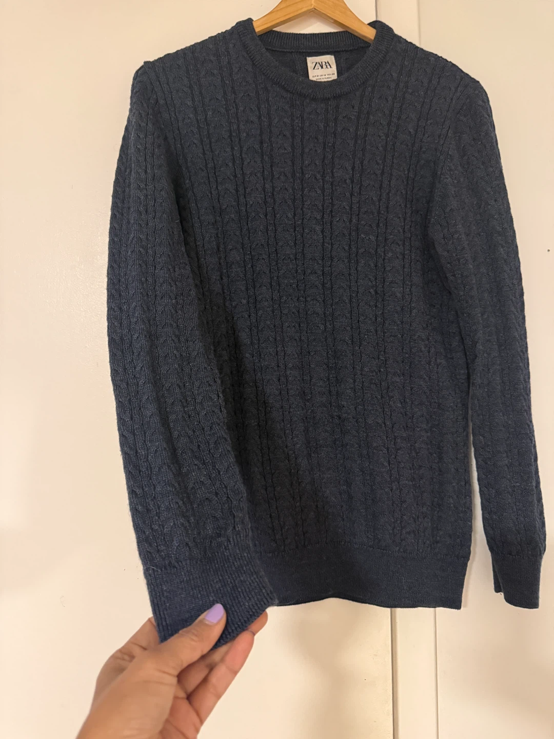 Zara Navy Cable Knit Sweater - photo 3
