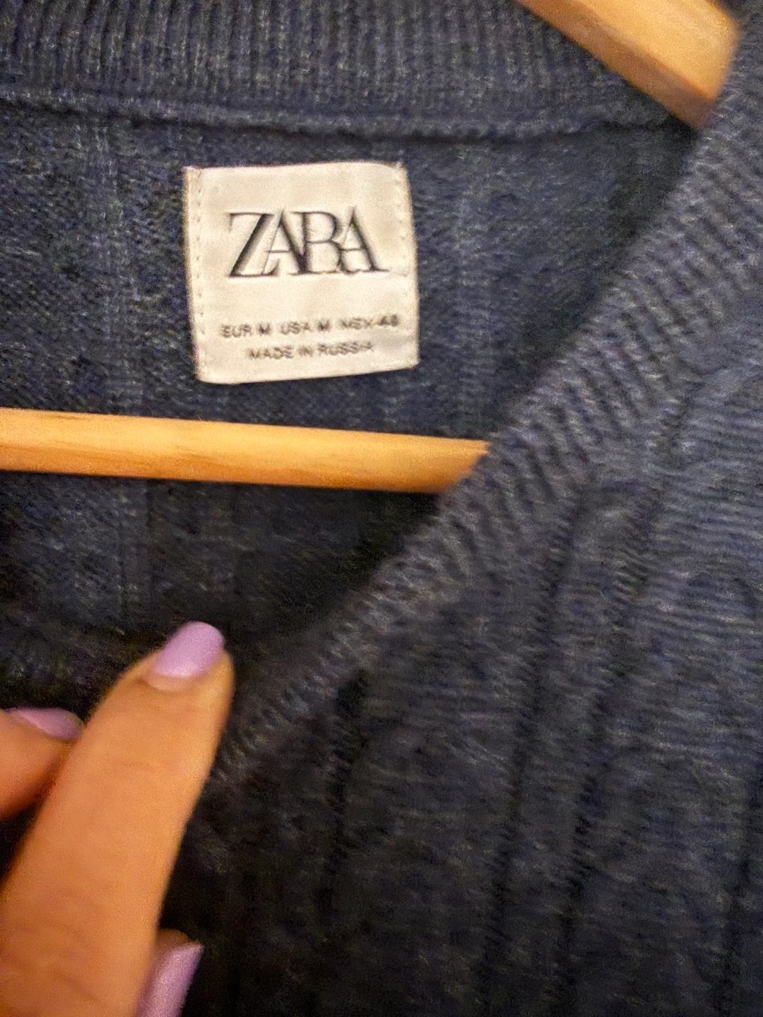 Zara Navy Cable Knit Sweater - photo 4