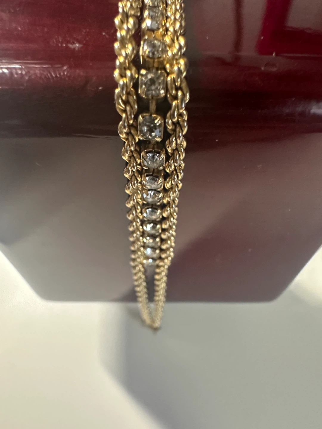 Gold Tone Bracelet with Rhinestones - photo 2