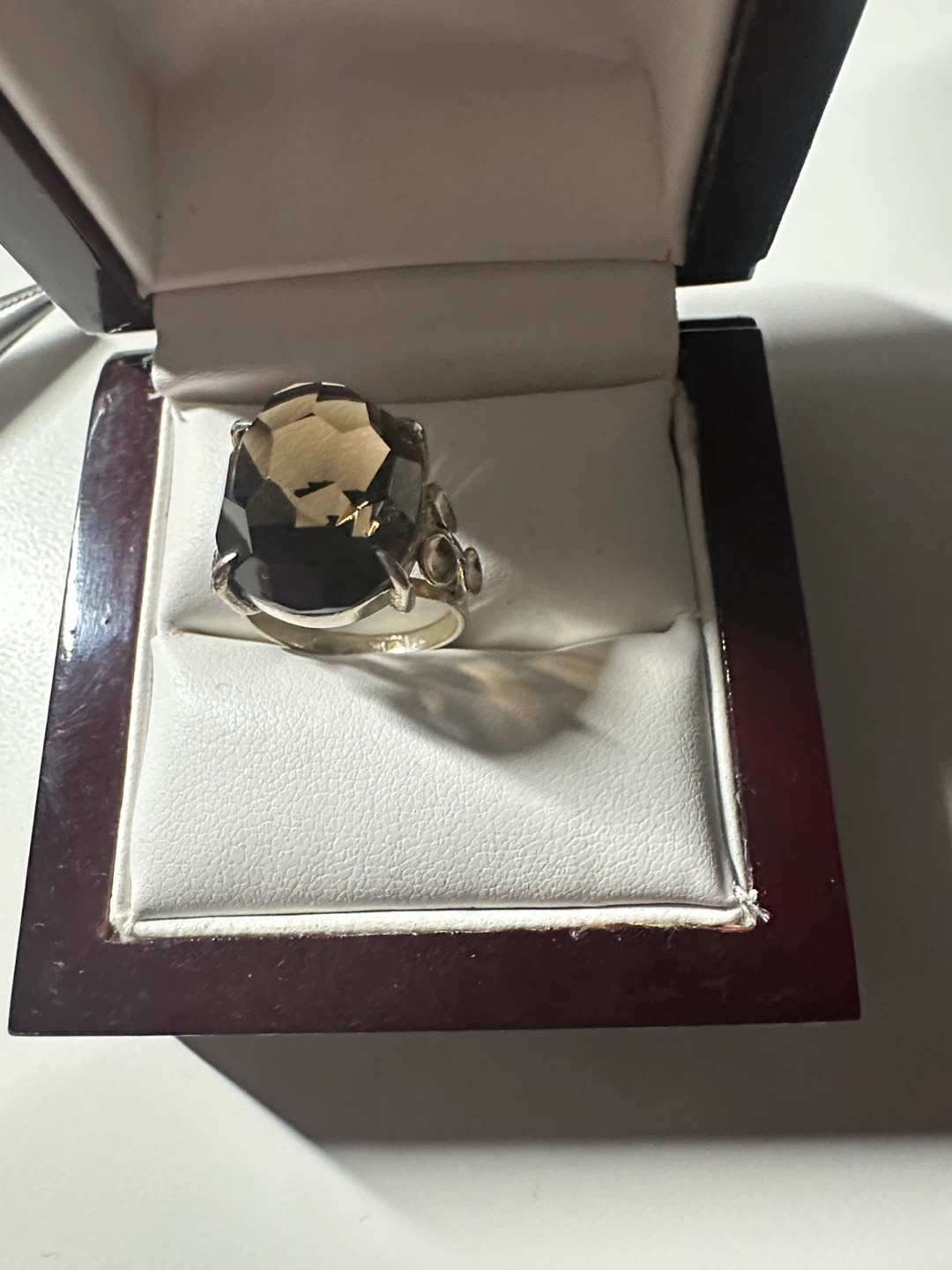 Smoky Quartz Ring with Silver Band