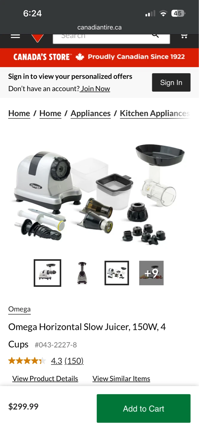 Omega Horizontal Slow Juicer