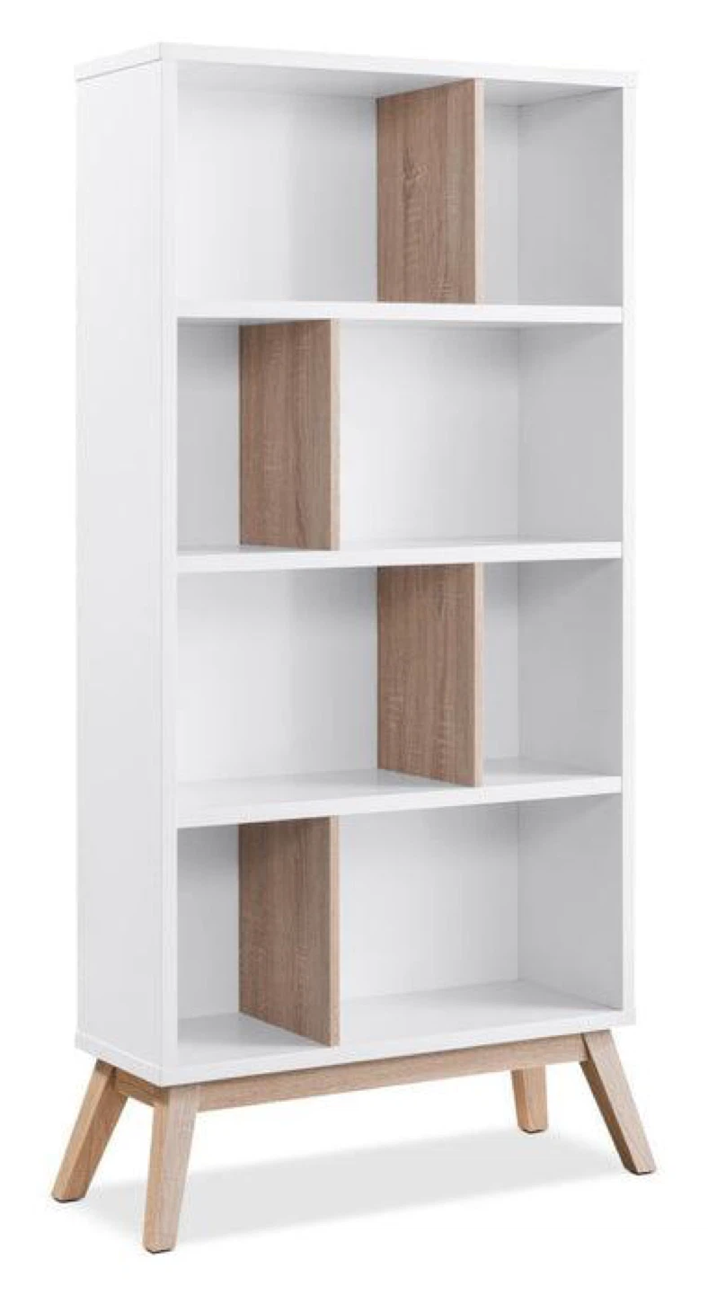 White Bookshelf with Wood Accents - photo 2