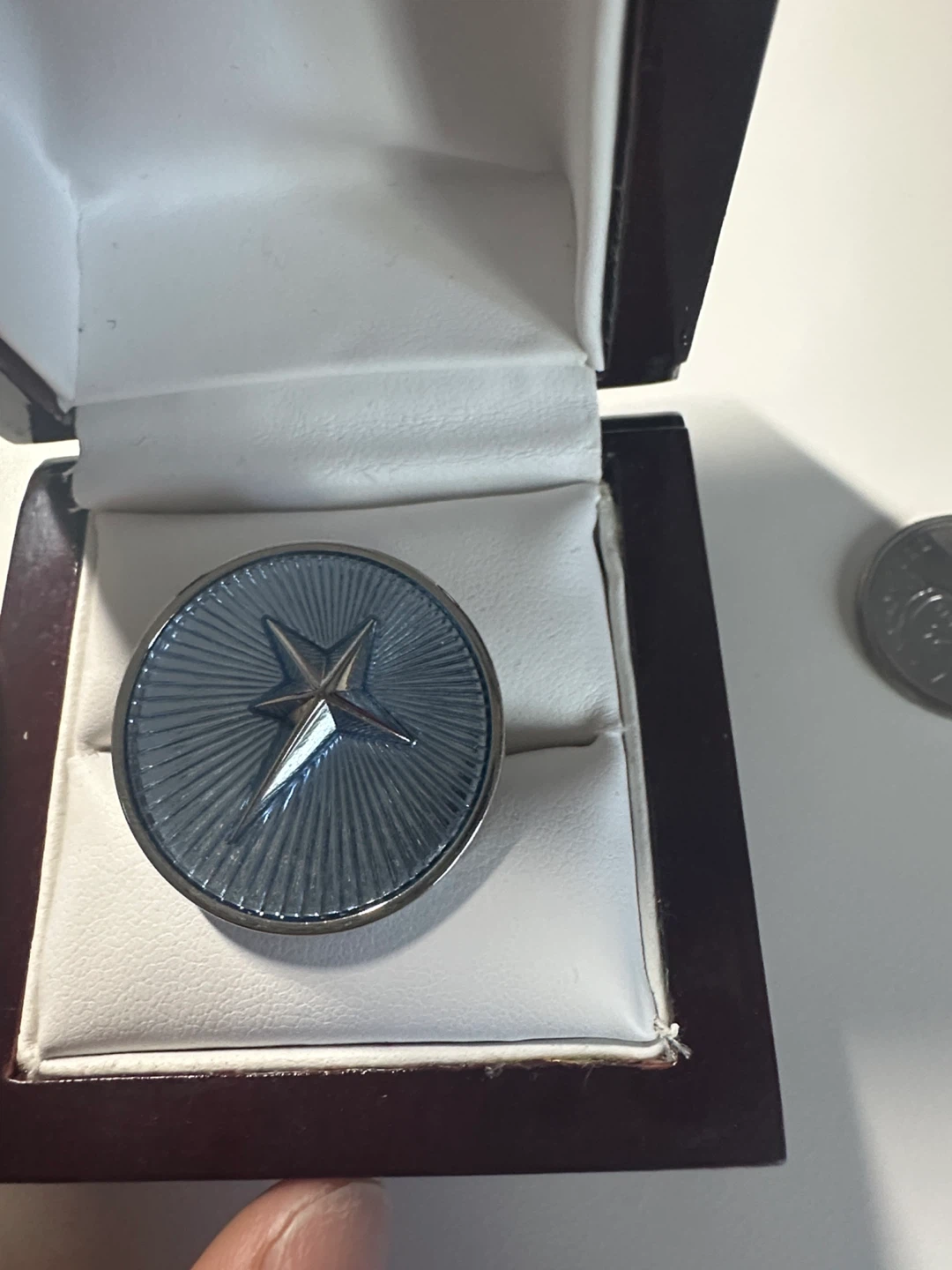 Brooch pendant Thierry Mugler silver color blue