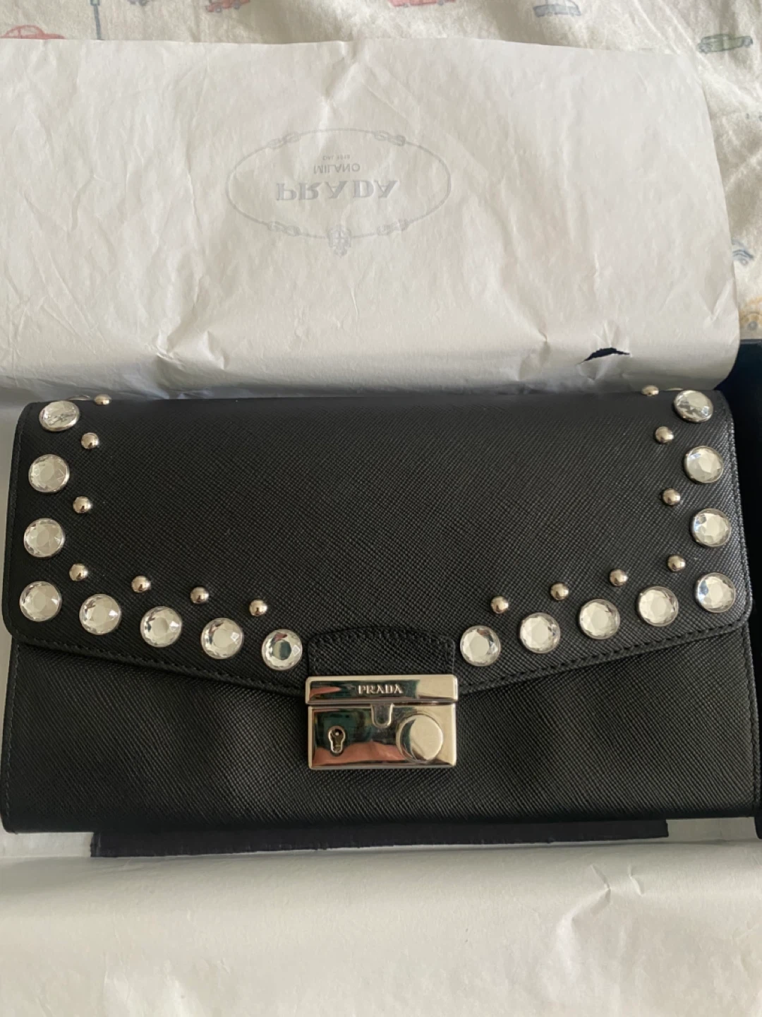 Prada Black Embellished Continental Wallet - photo 3