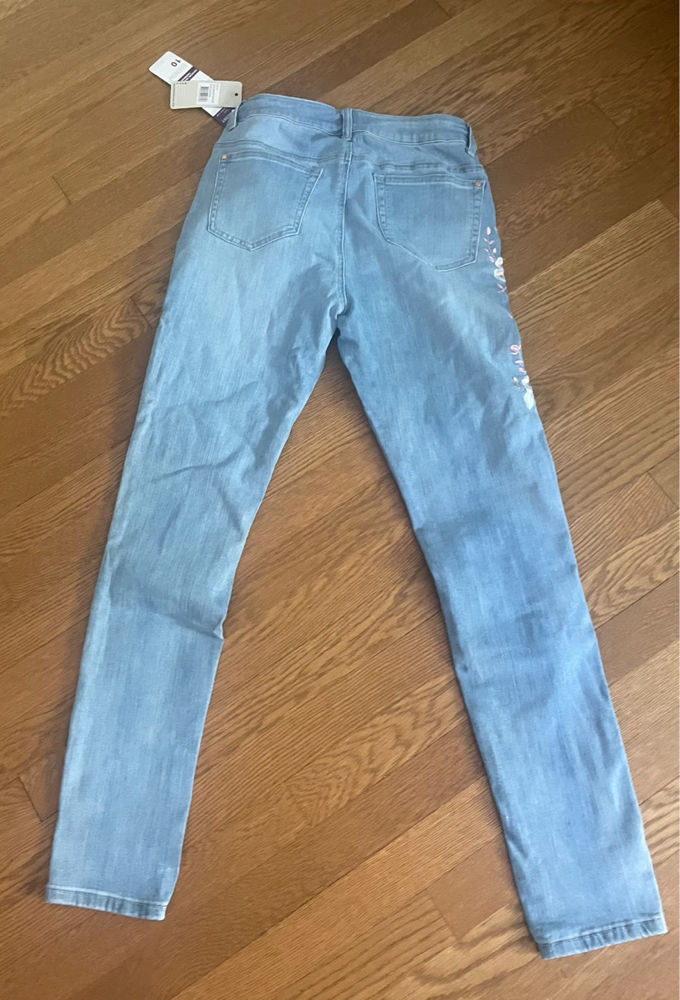 Bluberry Denim Jeans Size 10 Light Wash Floral Embroidered - photo 2
