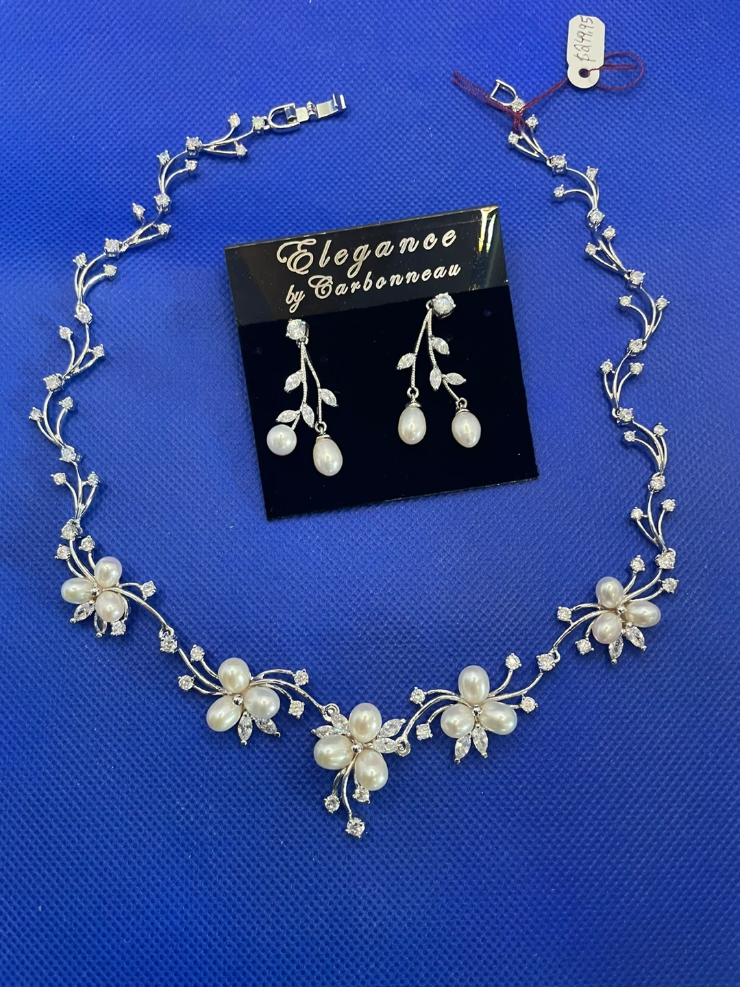 Carbonneau Pearl and Crystal Necklace and Earrings Set