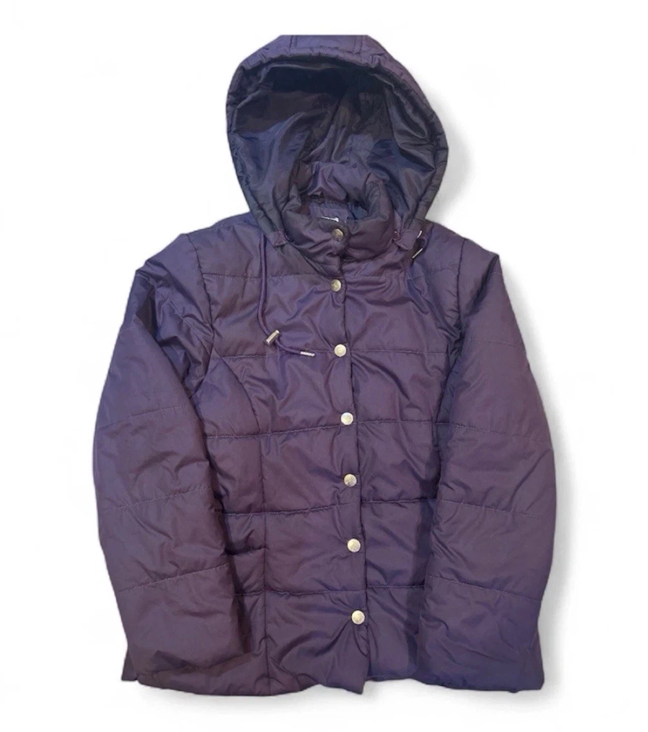 Women’s Purple Puffer Coat Size Medium Hooded