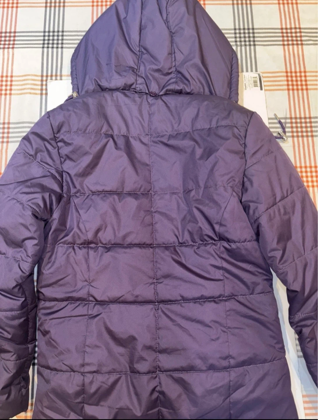 Women’s Purple Puffer Coat Size Medium Hooded - photo 5