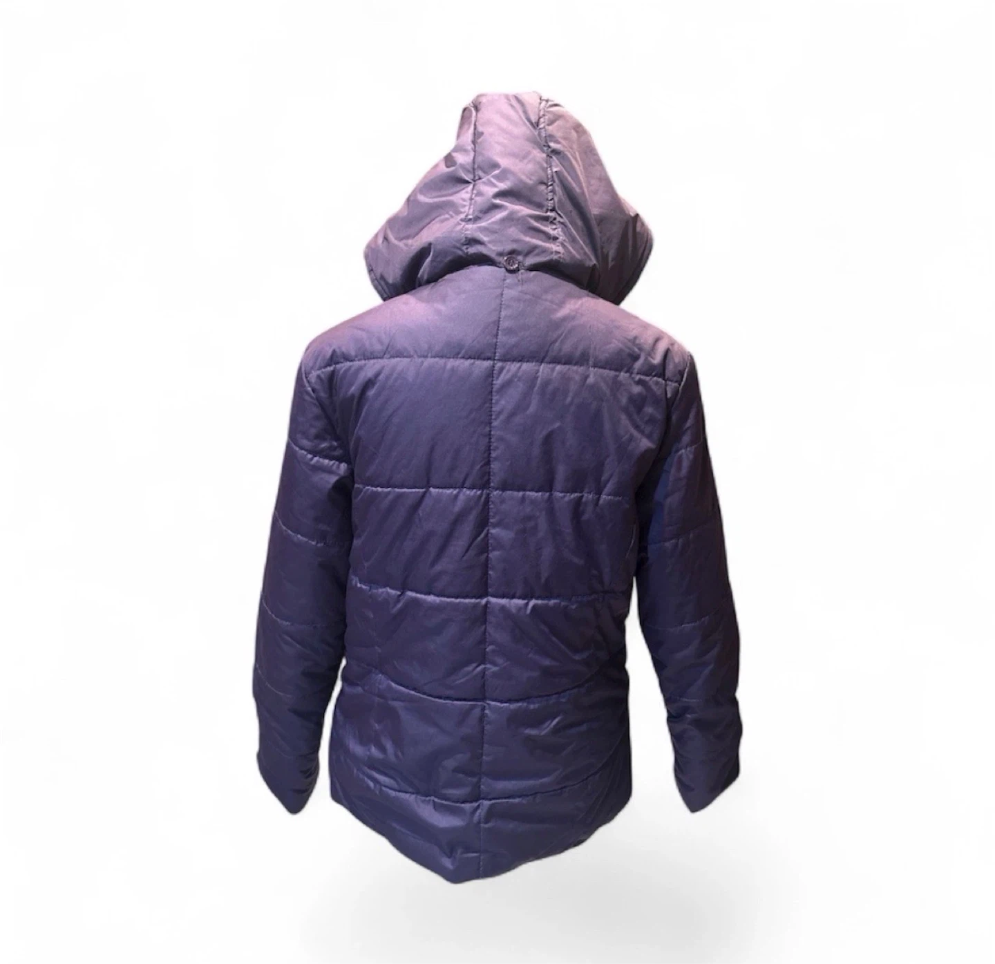 Women’s Purple Puffer Coat Size Medium Hooded - photo 2