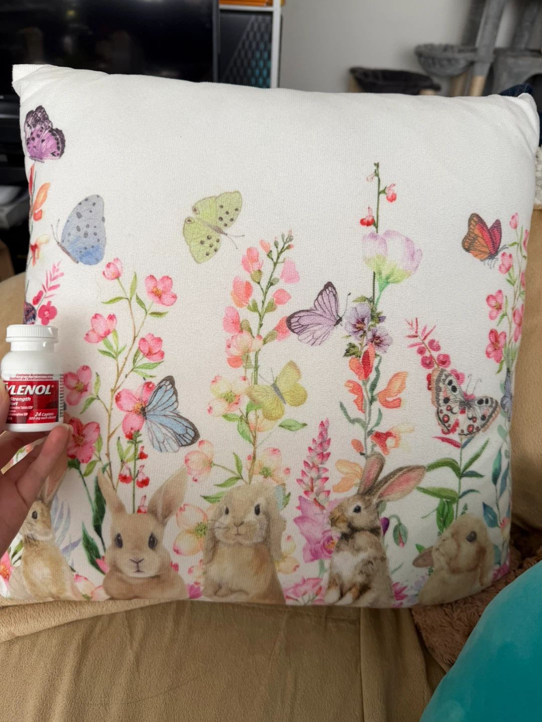 Cute floral rabbit cushion