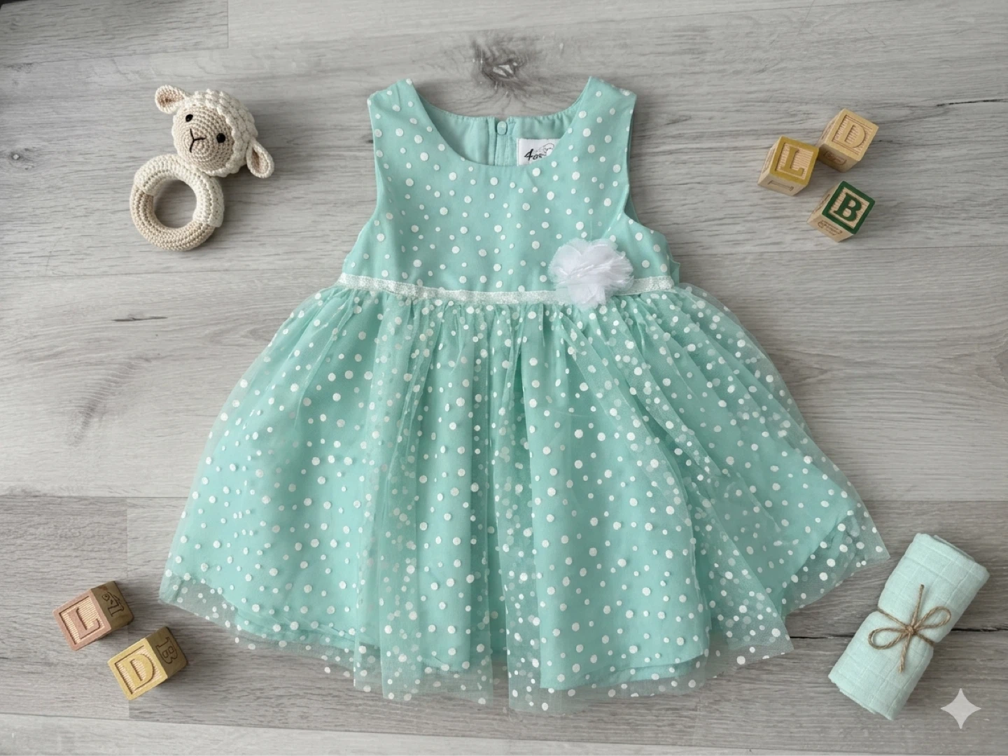 4ever Free Mint Polka Dot Dress - 24M - photo 3