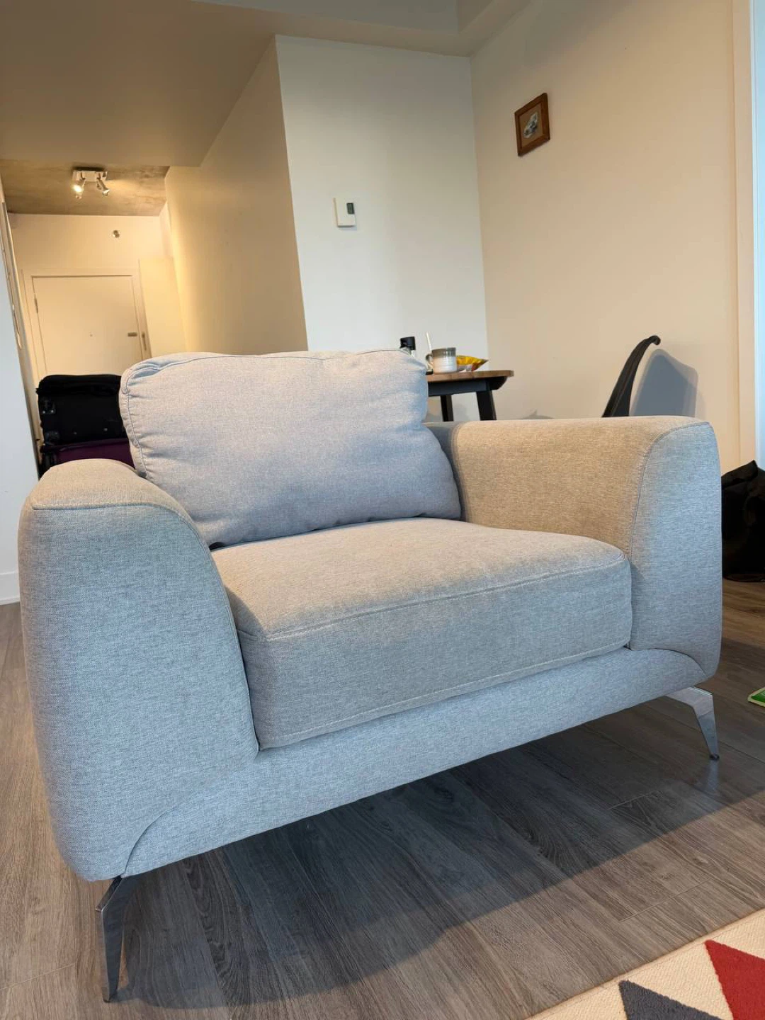 Modern Light Gray Sofa Set - 2-Seater + Armchair - $250 - photo 2