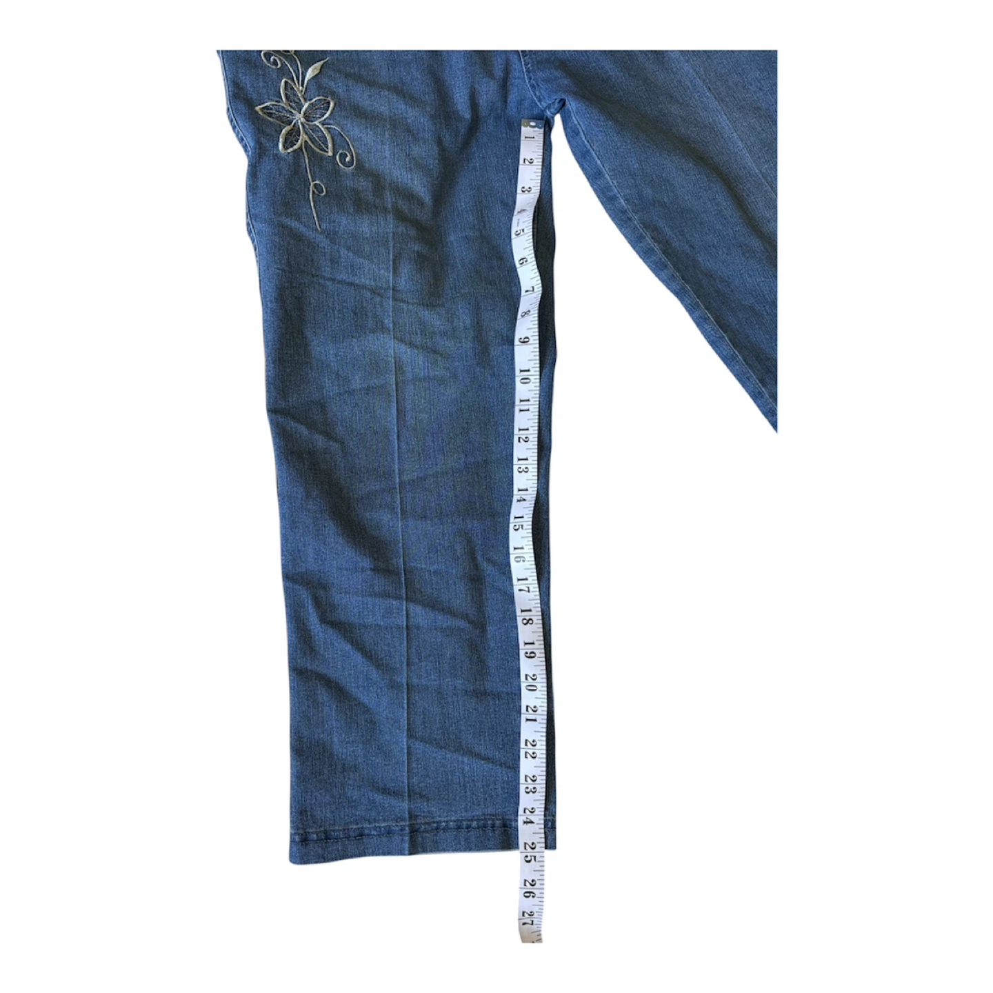 Embroidered Blue Denim Jeans - photo 3