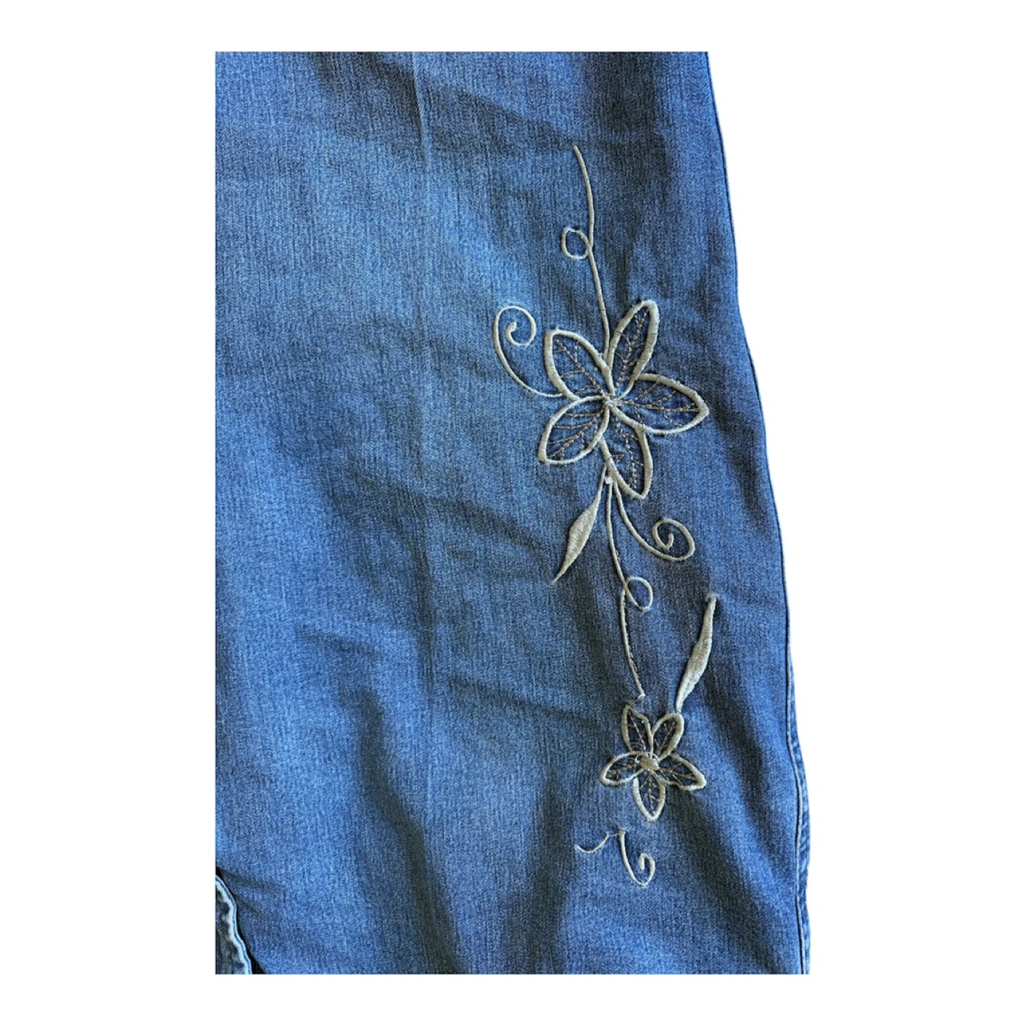 Embroidered Blue Denim Jeans - photo 4