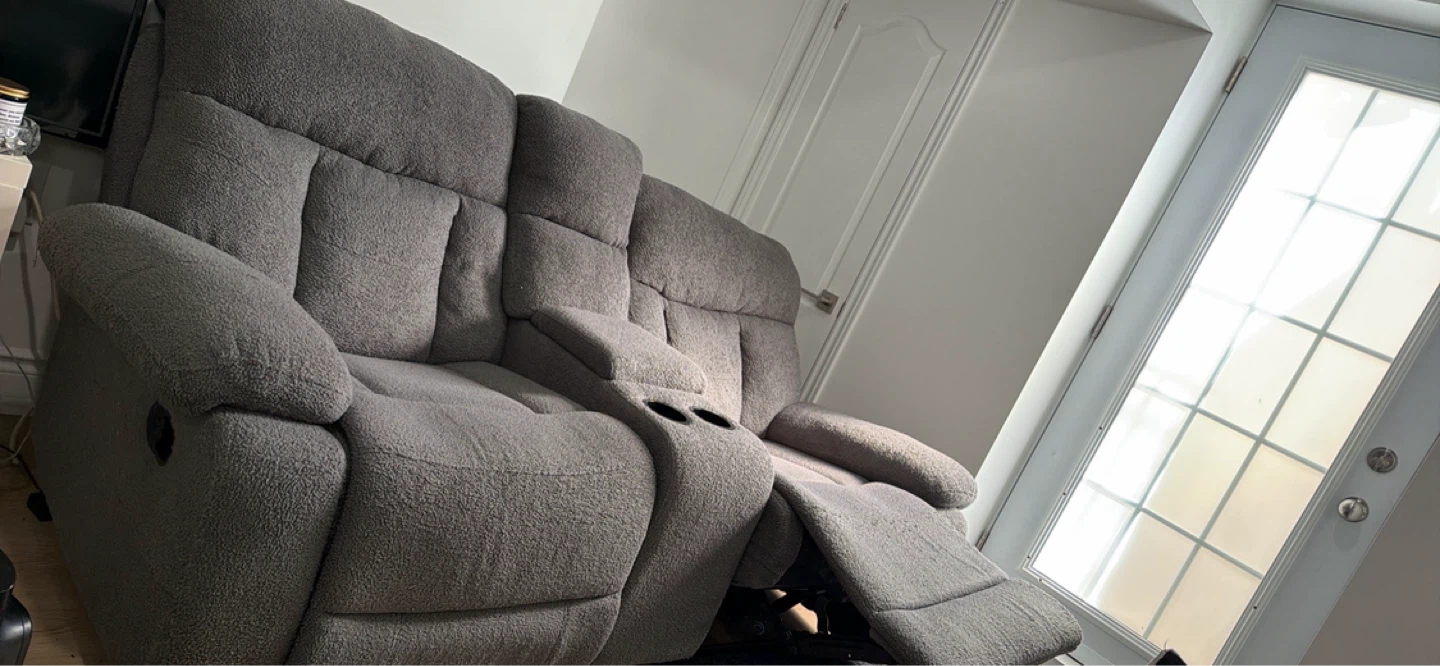 Grey Loveseat Recliner with Cup Holders